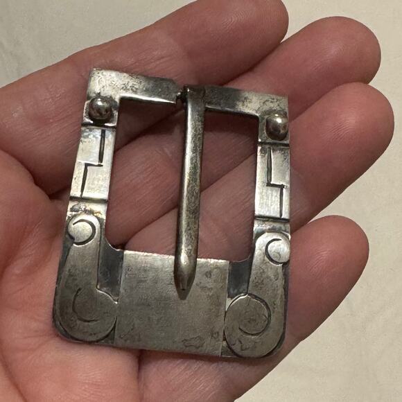 Vintage Taxco Mexico JS Sterling Silver 925 Small Belt Buckle 1.5x2 Southwestern - Picture 5 of 11